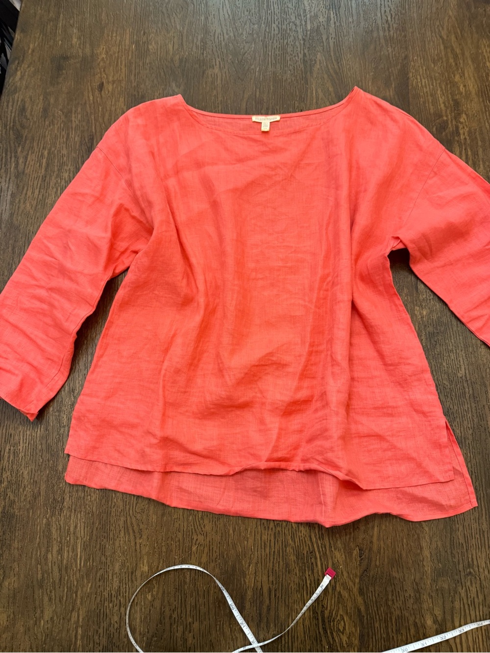 Eileen Fisher Coral Linen Boatneck Tunic